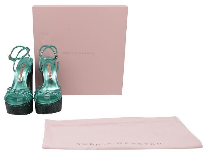 Sandali con plateau Rue 140 di Sophia Webster in pelle metallizzata verde - vista 6