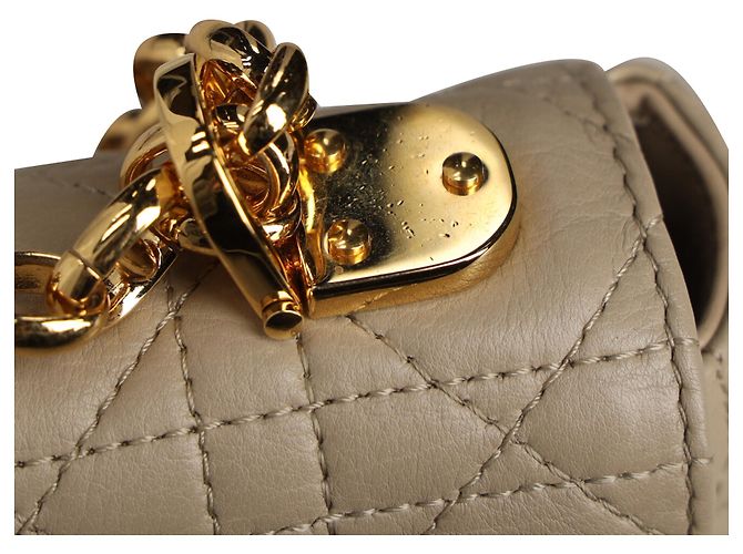 Piccola borsa Dior Caro in pelle beige Stampa python - vista 7