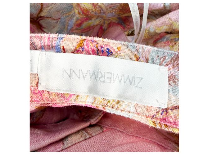 Playsuit de cuello halter Daylight de Zimmermann en lino rosa Castaño - vista 5