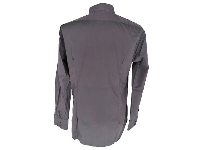 Camisa Tom Ford de botões em algodão cinza escuro - vista 3