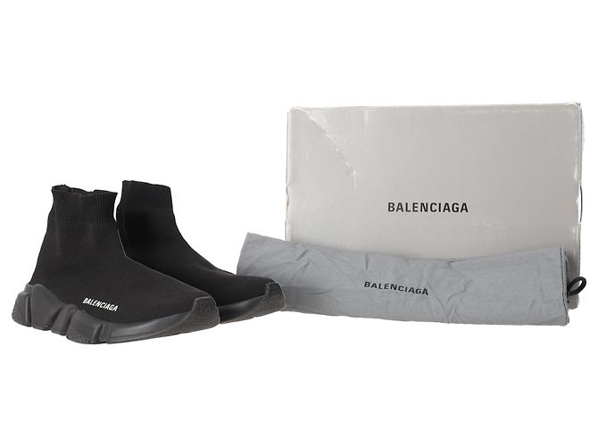 Balenciaga Speed Trainer Shoes in Black Polyester - view 9