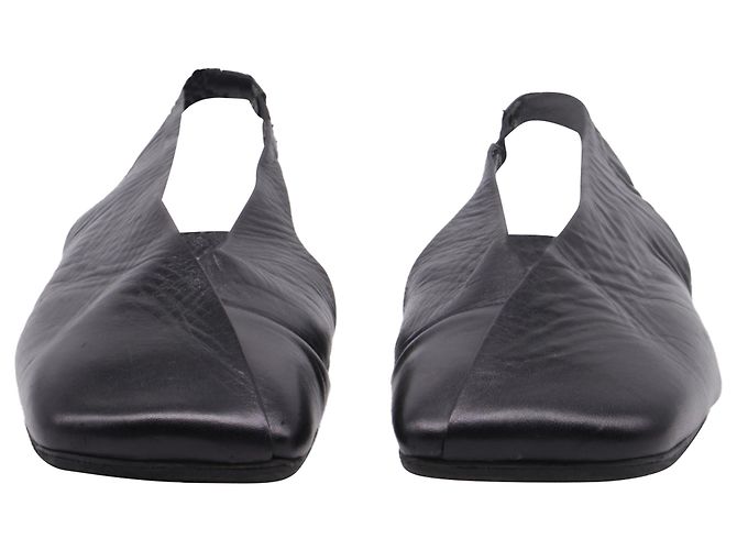 Ballerine slingback a punta quadrata in pelle nera Jil Sander Nero - vista 2