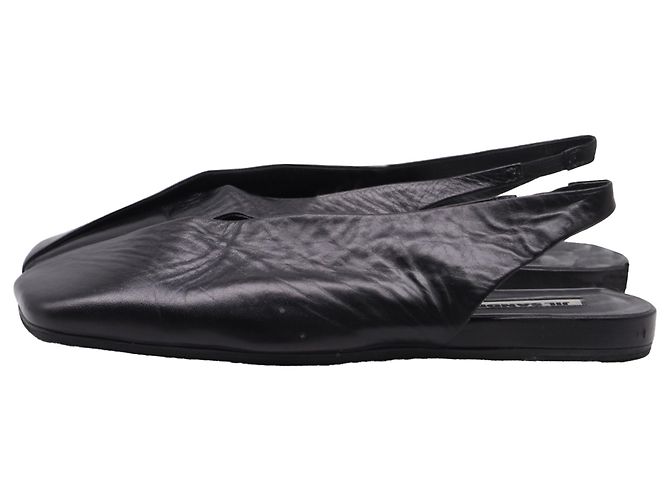 Ballerine slingback a punta quadrata in pelle nera Jil Sander Nero - vista 4