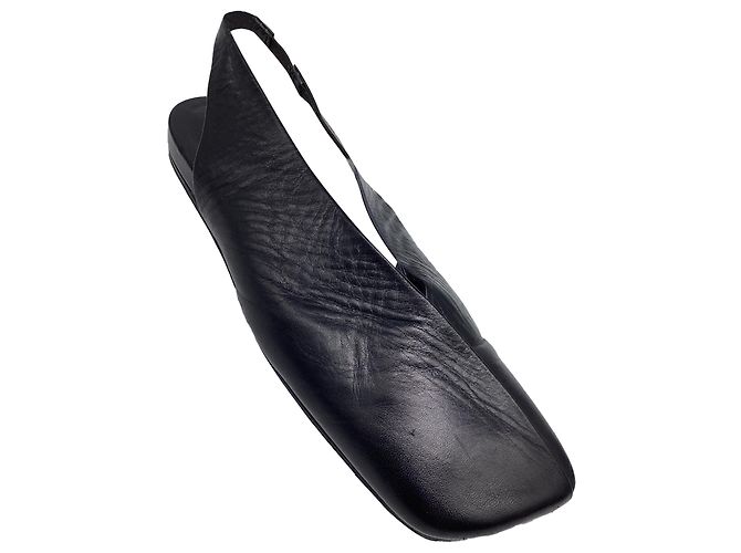 Ballerine slingback a punta quadrata in pelle nera Jil Sander Nero - vista 7