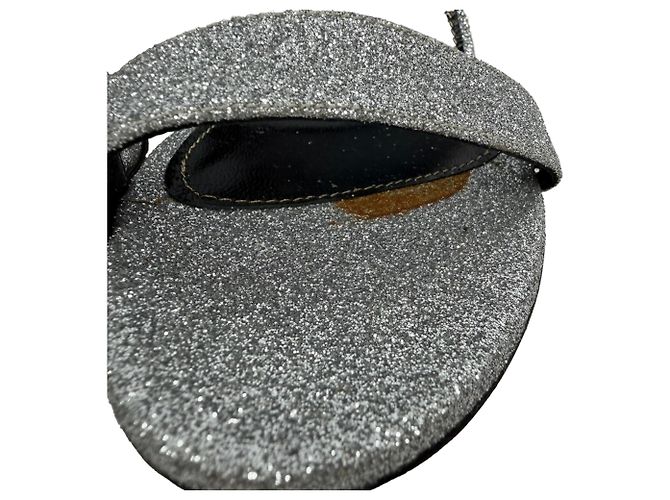 Sergio Rossi Glitter Block Heels in Silber Metallic Glitter - Ansicht 2