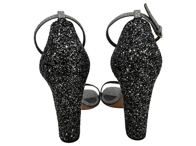Sergio Rossi Glitter Block Heels in Silber Metallic Glitter - Ansicht 4
