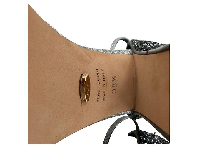 Sergio Rossi Glitter Block Heels in Silber Metallic Glitter - Ansicht 8