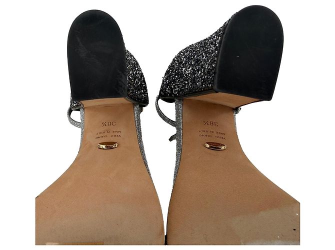 Sergio Rossi Glitter Block Heels in Silber Metallic Glitter - Ansicht 9