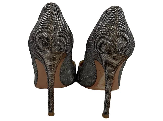 Décolleté a punta Gianvito 105 di Gianvito Rossi in glitter metallizzato oro - vista 2