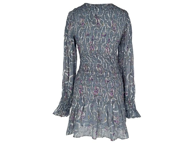 Mini abito smock Scarlett di LoveShackFancy in seta multicolore - vista 3
