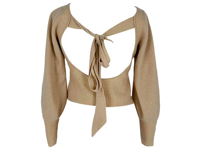 Rückenfreier Strickpullover Reformation aus beigem Kaschmir - Ansicht 3