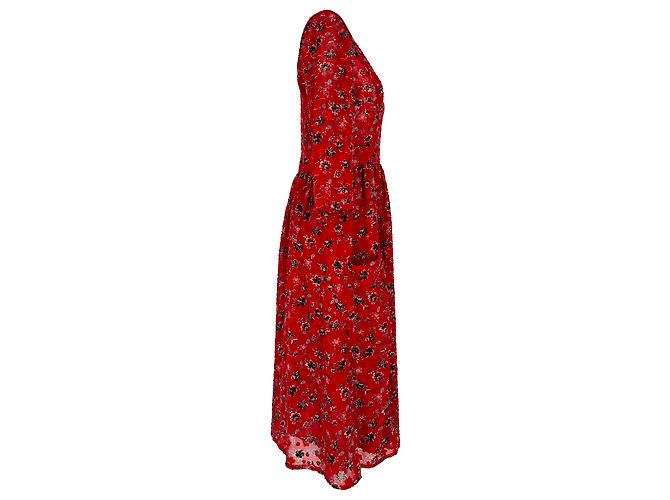 Ba&Sh Galvin Midi-Kleid mit Blumenprint in Rot aus Polyester - Ansicht 2