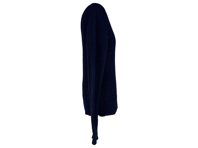 Suéter de crochê Tom Ford em algodão azul marinho - vista 2