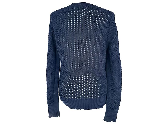 Suéter de crochê Tom Ford em algodão azul marinho - vista 3
