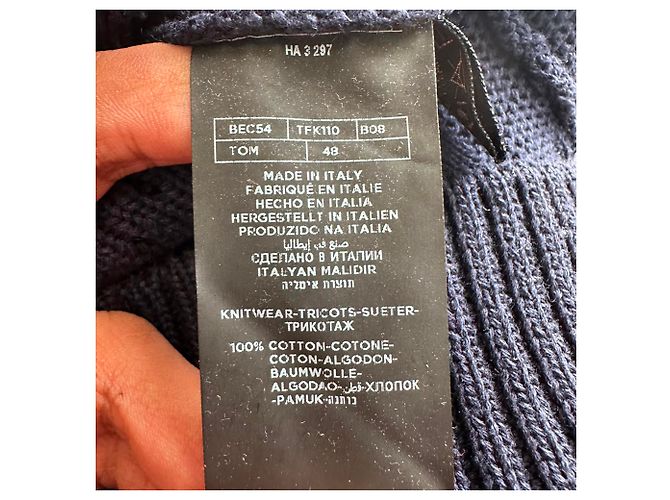 Suéter de crochê Tom Ford em algodão azul marinho - vista 5