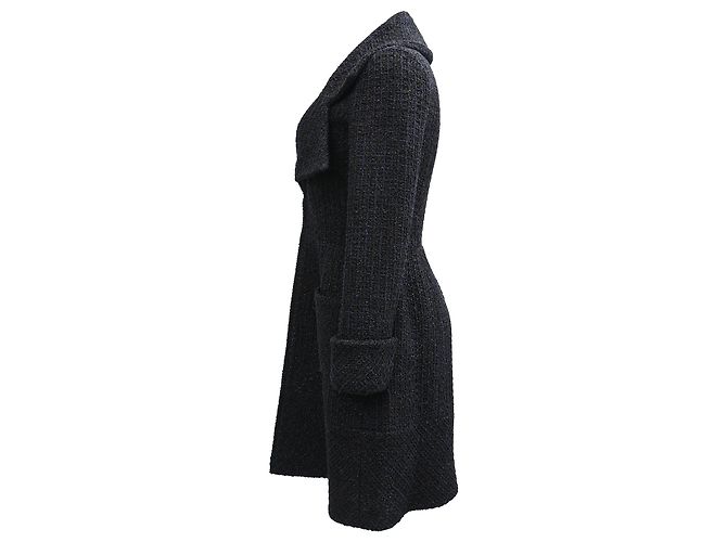 Timeless Cappotto in tweed Chanel con zip e tasche in poliammide nera - vista 2