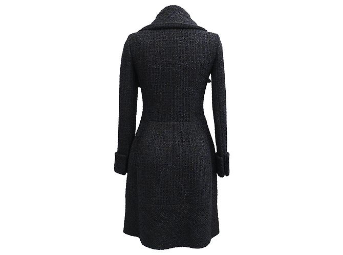 Timeless Cappotto in tweed Chanel con zip e tasche in poliammide nera - vista 3