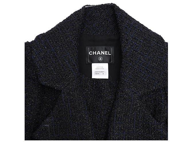 Timeless Cappotto in tweed Chanel con zip e tasche in poliammide nera - vista 4