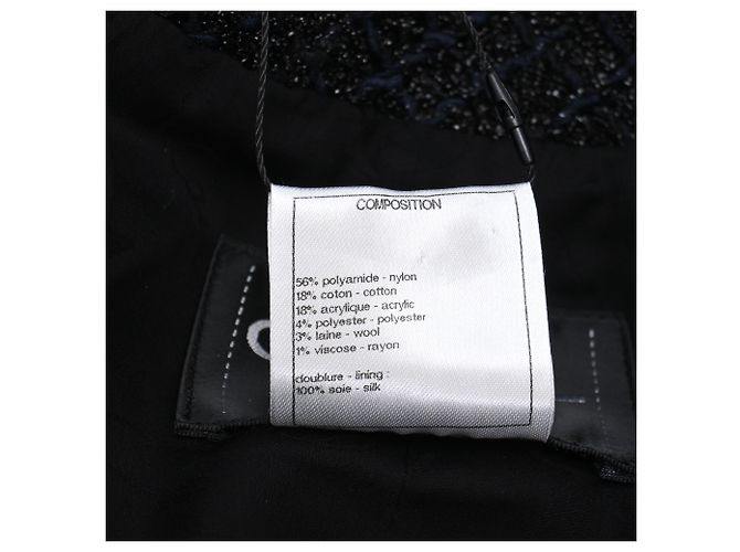 Timeless Cappotto in tweed Chanel con zip e tasche in poliammide nera - vista 7