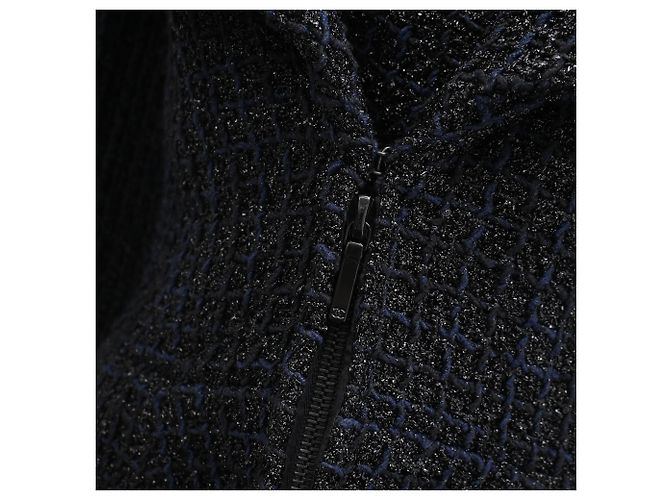 Timeless Cappotto in tweed Chanel con zip e tasche in poliammide nera - vista 8