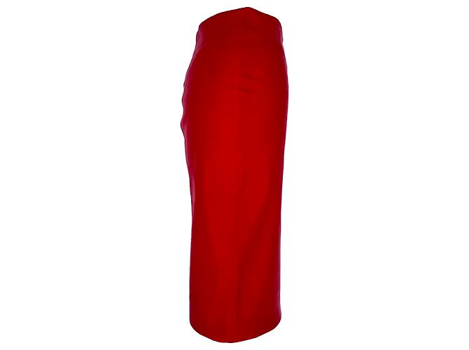 Falda midi Joseph en cuero rojo Roja - vista 3