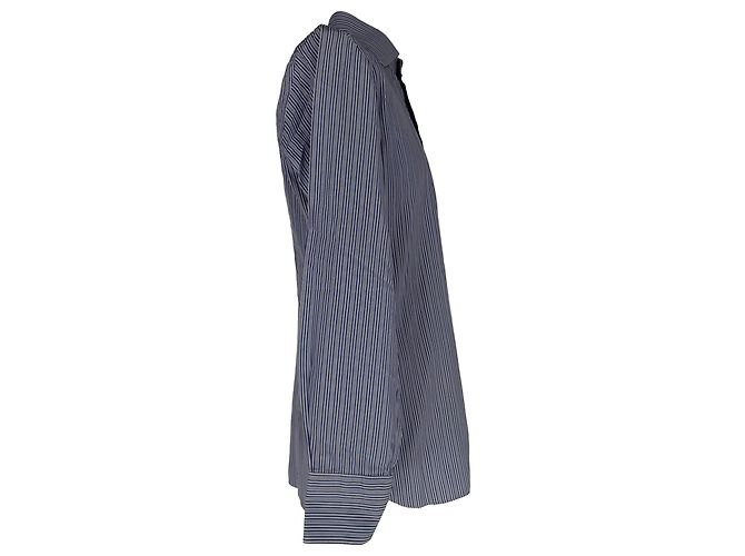 Tom Ford Gestreiftes Button-Down-Hemd aus blauer Baumwolle - Ansicht 3