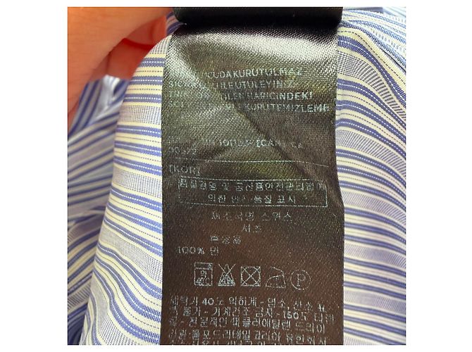 Tom Ford Gestreiftes Button-Down-Hemd aus blauer Baumwolle - Ansicht 4