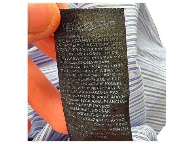 Tom Ford Gestreiftes Button-Down-Hemd aus blauer Baumwolle - Ansicht 5