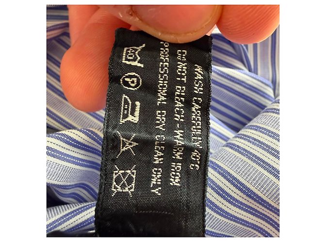 Tom Ford Gestreiftes Button-Down-Hemd aus blauer Baumwolle - Ansicht 6