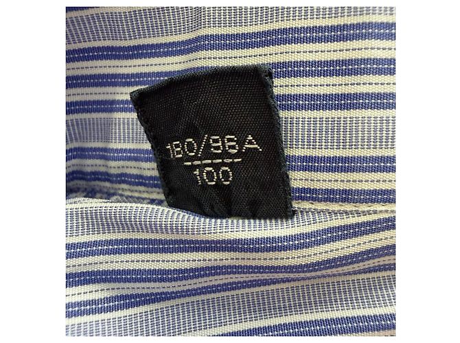 Tom Ford Gestreiftes Button-Down-Hemd aus blauer Baumwolle - Ansicht 8