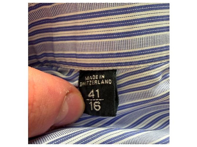 Tom Ford Gestreiftes Button-Down-Hemd aus blauer Baumwolle - Ansicht 9