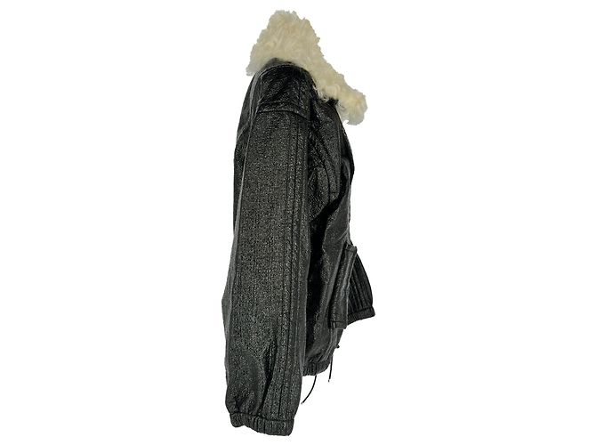 Chaqueta bomber Gucci de tejido recubierto con cuello desmontable en algodón negro - vista 2