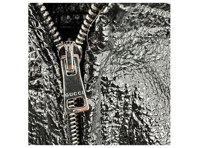 Chaqueta bomber Gucci de tejido recubierto con cuello desmontable en algodón negro - vista 4