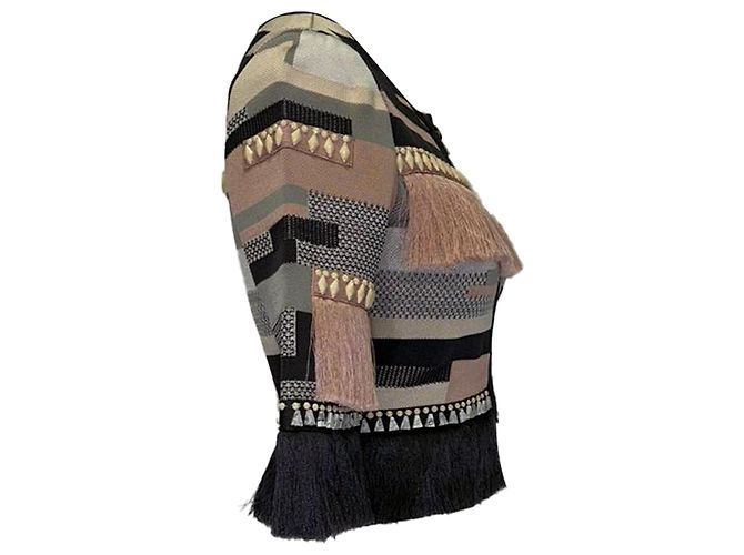 Herve Leger Abendjacke mit Fransen und Streifen aus mehrfarbiger Viskose Mehrfarben - Ansicht 2