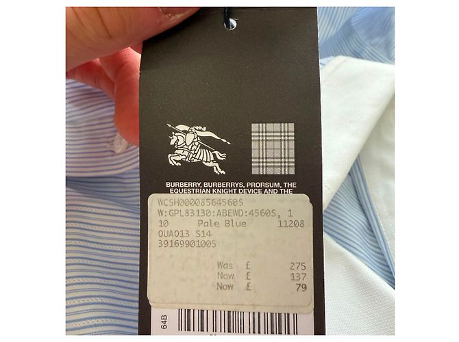 Camisa Burberry de rayas con botones en algodón azul - vista 10