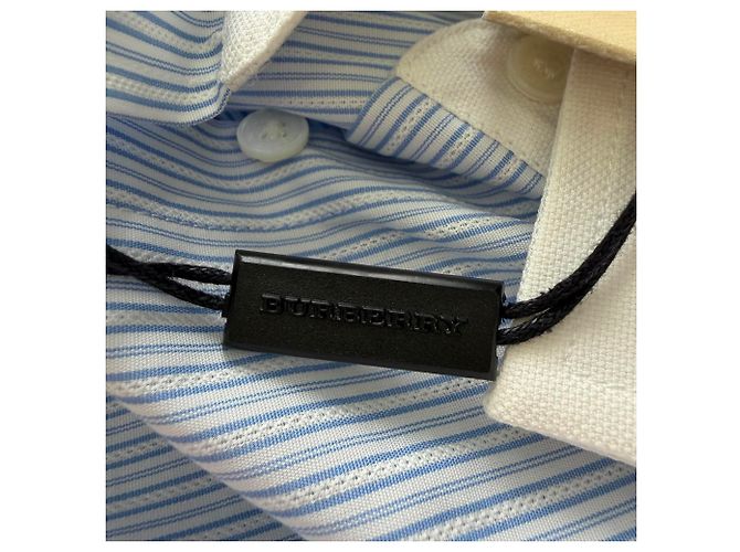 Camisa Burberry de rayas con botones en algodón azul - vista 11