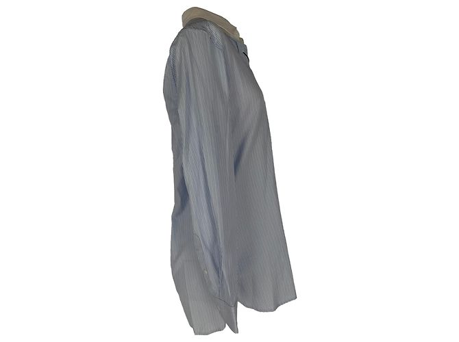 Camisa Burberry de rayas con botones en algodón azul - vista 3