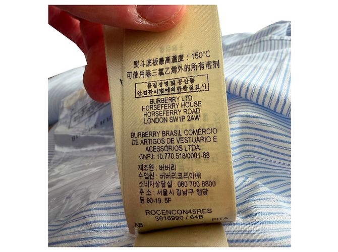 Camisa Burberry de rayas con botones en algodón azul - vista 5