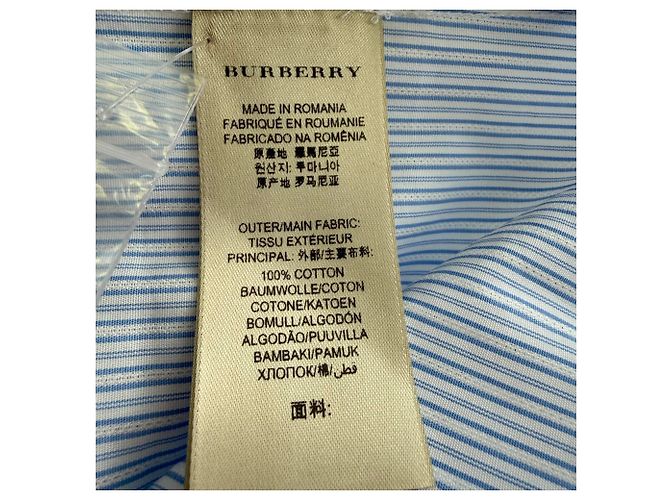 Camisa Burberry de rayas con botones en algodón azul - vista 8