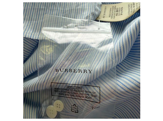 Camisa Burberry de rayas con botones en algodón azul - vista 9
