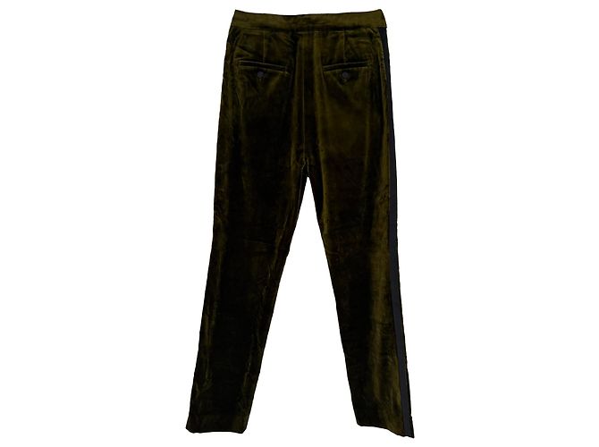 Pantalones de pierna recta Max Mara en terciopelo oliva Verde Verde oliva - vista 2