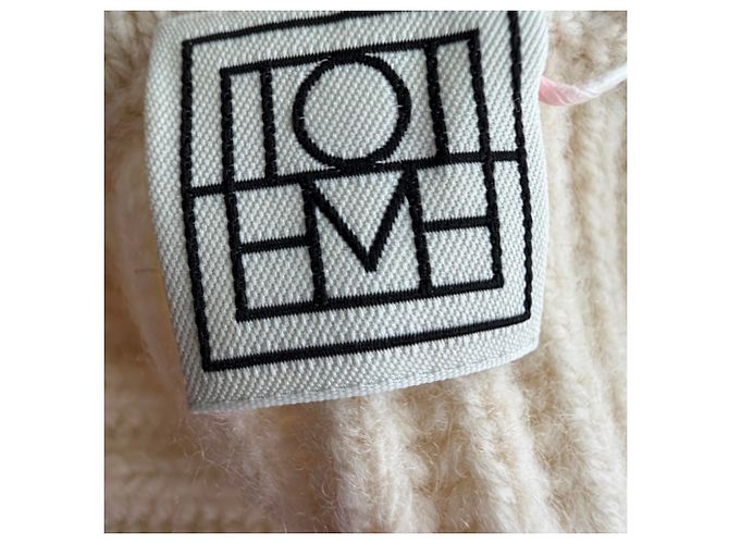 Totême Drape Knit Pullover aus cremefarbener Wolle Weiß Roh - Ansicht 10