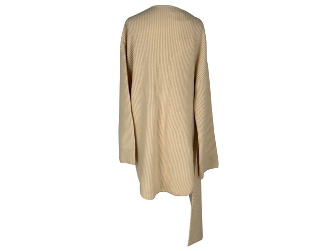 Totême Drape Knit Pullover aus cremefarbener Wolle Weiß Roh - Ansicht 2