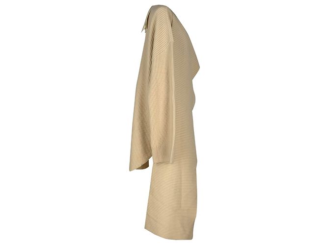 Totême Drape Knit Pullover aus cremefarbener Wolle Weiß Roh - Ansicht 3