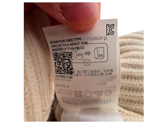 Totême Drape Knit Pullover aus cremefarbener Wolle Weiß Roh - Ansicht 5