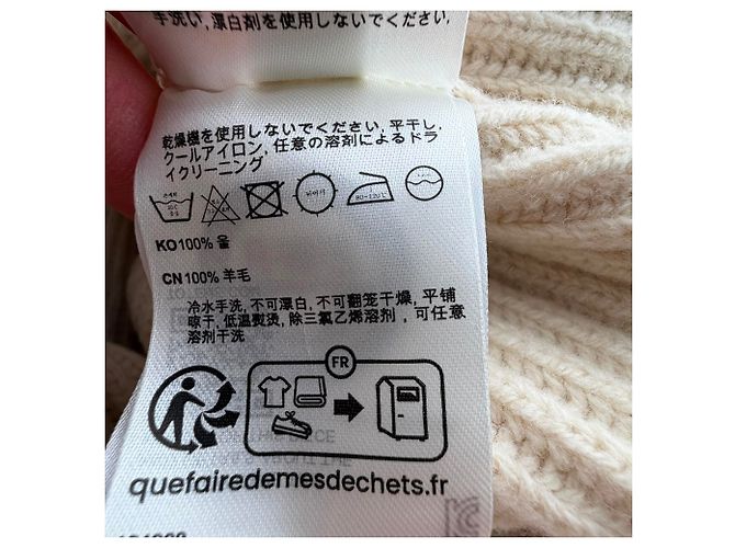 Totême Drape Knit Pullover aus cremefarbener Wolle Weiß Roh - Ansicht 6