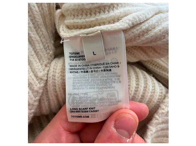 Totême Drape Knit Pullover aus cremefarbener Wolle Weiß Roh - Ansicht 9