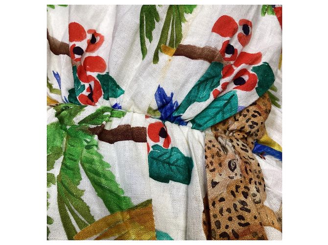 Abito midi monospalla Farm Rio Tropical Paradise in lino multicolore - vista 5