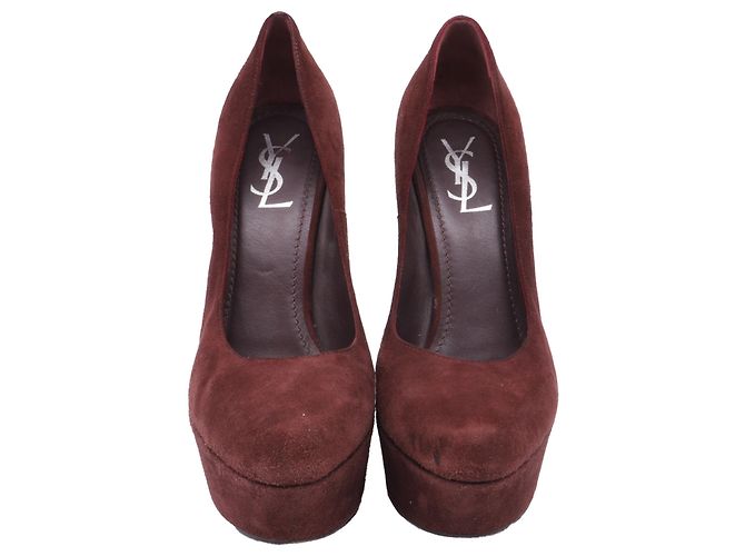 Yves Saint Laurent Décolleté Aliama Saint Laurent in scamosciato bordeaux Bordò - vista 2