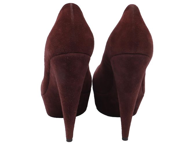 Yves Saint Laurent Décolleté Aliama Saint Laurent in scamosciato bordeaux Bordò - vista 5
